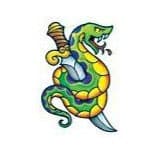 Classic Vintage Snake Dagger Temporary Tattoo