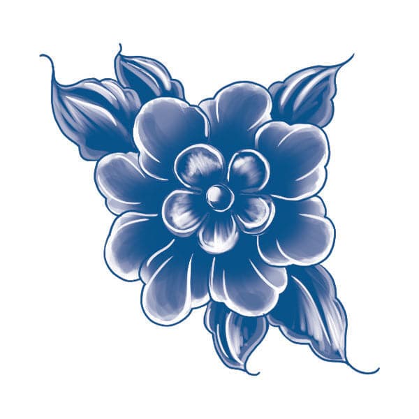 Classic Blue Flower Temporary Tattoo