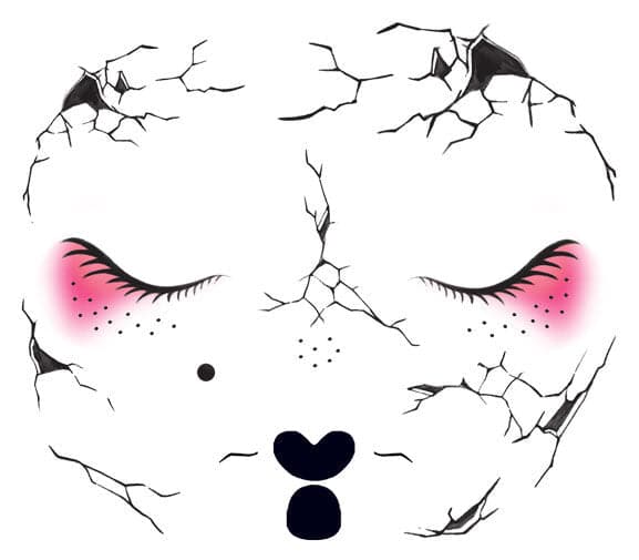 Cracked Doll Face Costume Temporary Tattoo