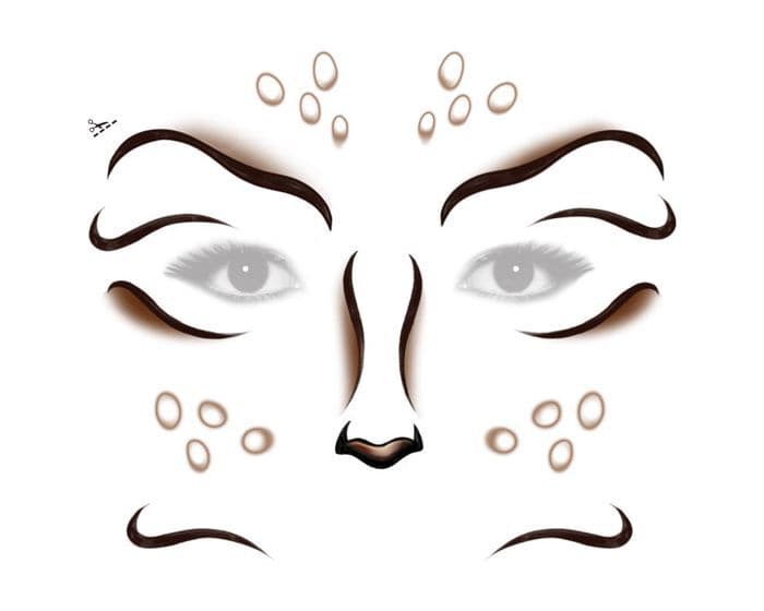 Deer Costume Face Temporary Tattoo