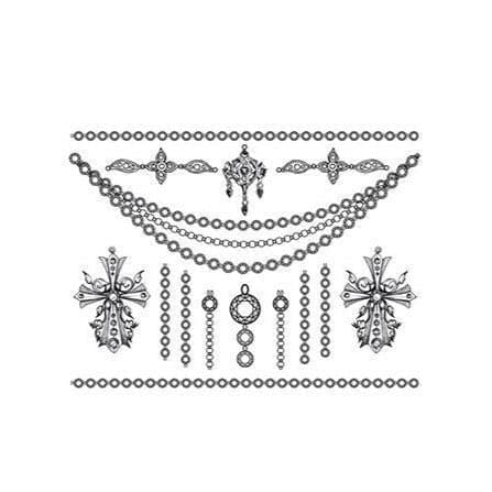 Detailed Crosses Temporary Tattoo Jewelry Set