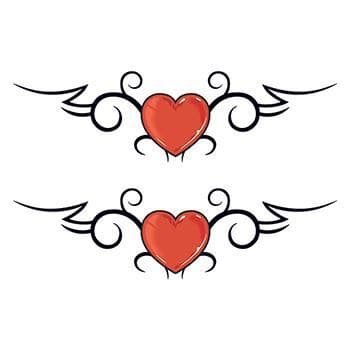 Double Tribal Hearts Temporary Tattoo