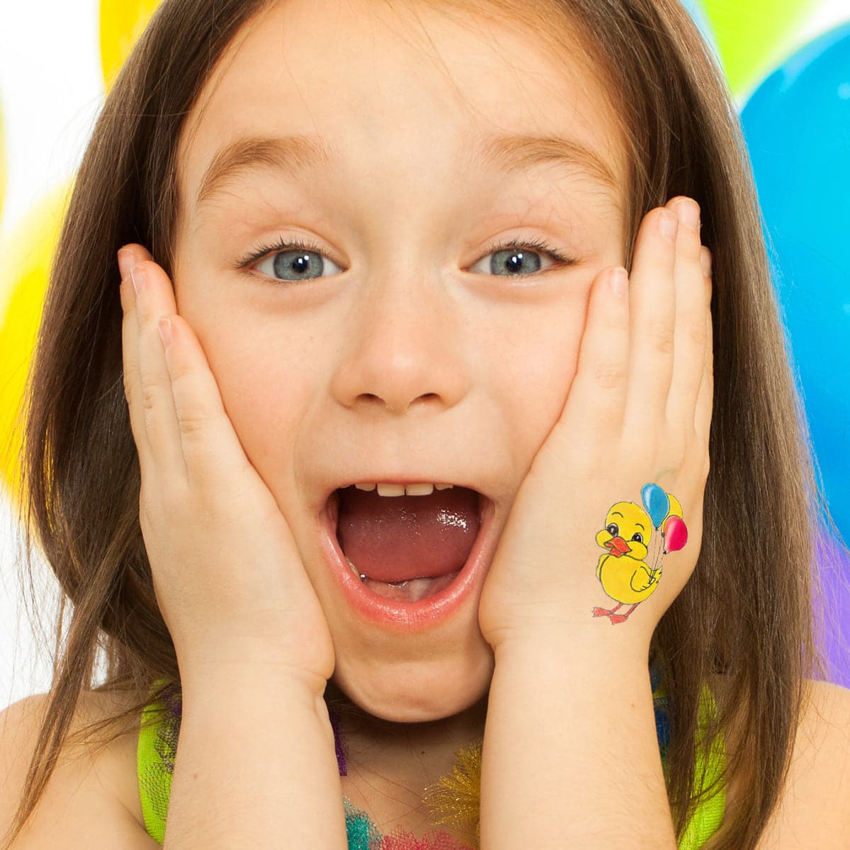 duck with balloons temporary tattoo