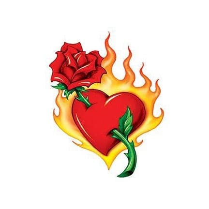Flaming Heart Temporary Tattoo
