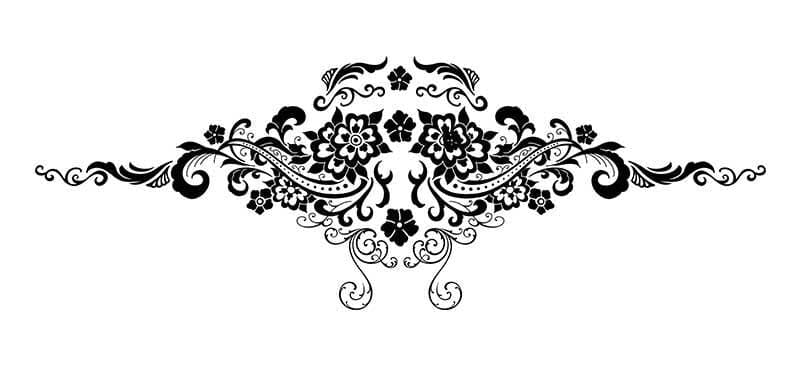 Floral Scrolls Sternum Bikini Temporary Tattoo