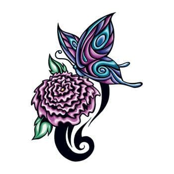 Flower and Butterfly Temporary Tattoo