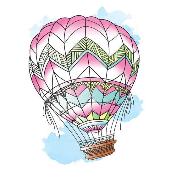 Fly Away Hot Air Balloon Temporary Tattoo