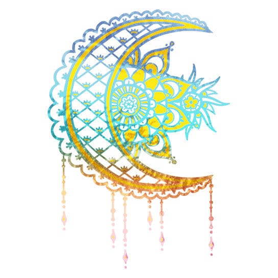Metallic Bohemian Moon Temporary Tattoo