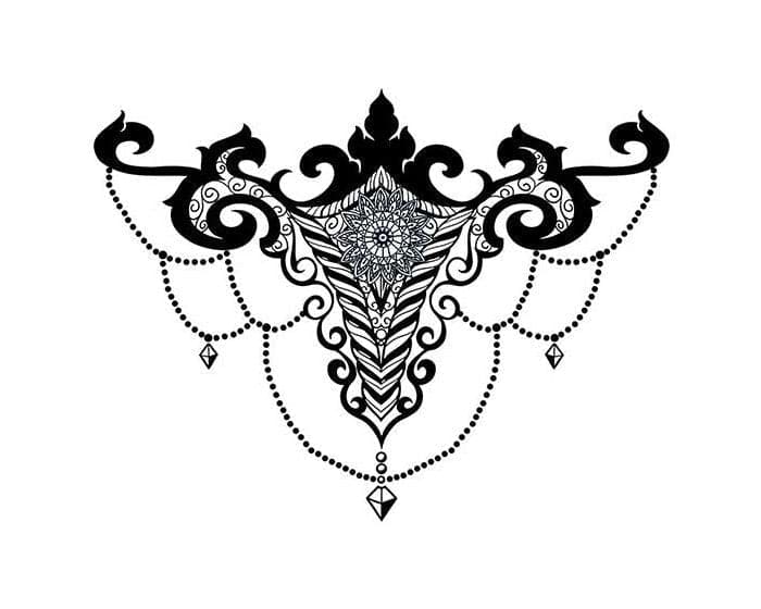 Gem Chandelier Sternum Bikini Temporary Tattoo