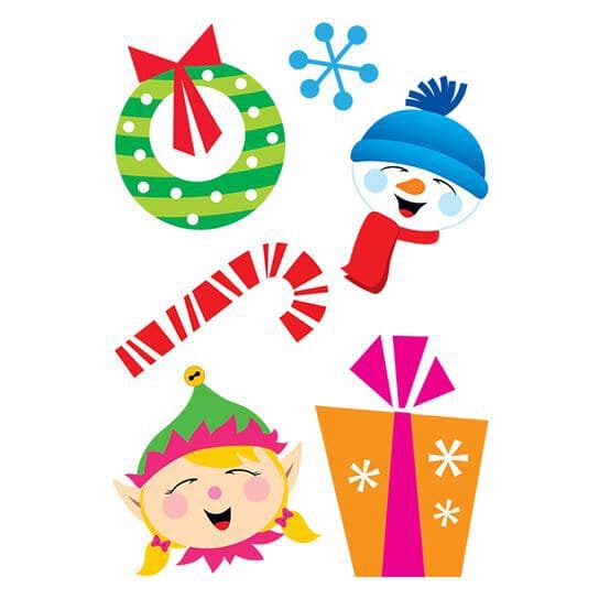 Glitter Gift Holiday Temporary Tattoo Sheet