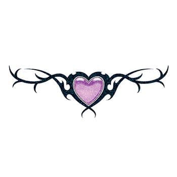 Glitter Purple Heart and Barbed Wire Temporary Tattoo