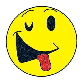 Glitter Smiley Face with Tongue Out Temporary Tattoo