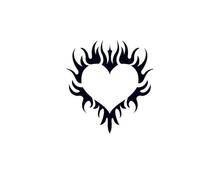 Small-Glow in the Dark Flaming Heart Temporary Tattoo