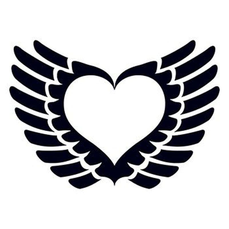 Glow in the Dark Winged Heart Temporary Tattoo