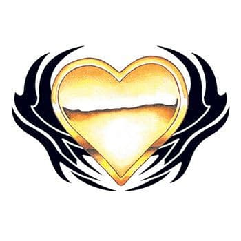 Golden Tribal Heart Temporary Tattoo