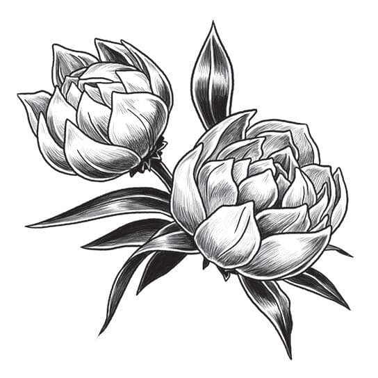 Gray Tulip Temporary Tattoo