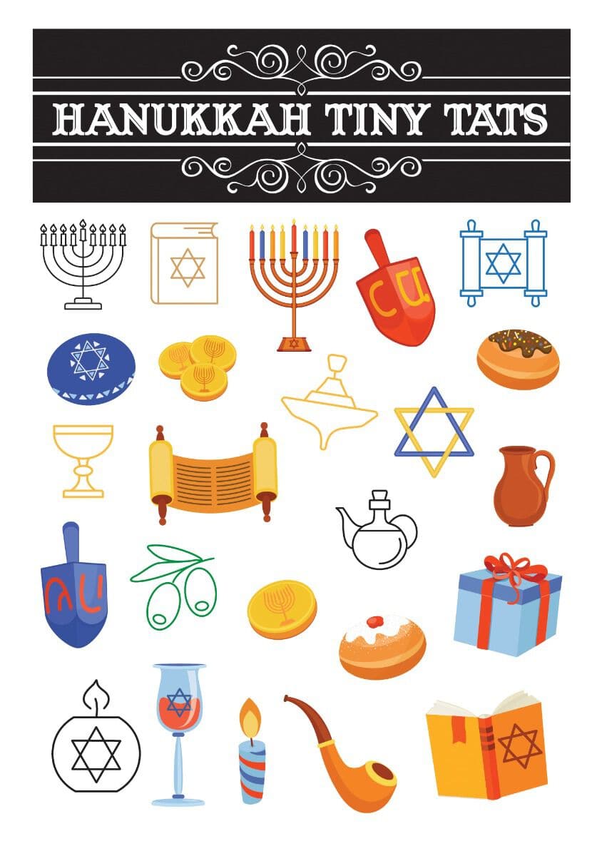 Hanukkah Tiny Tats Temporary Tattoos