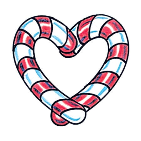 Heart Candy Cane Temporary Tattoo