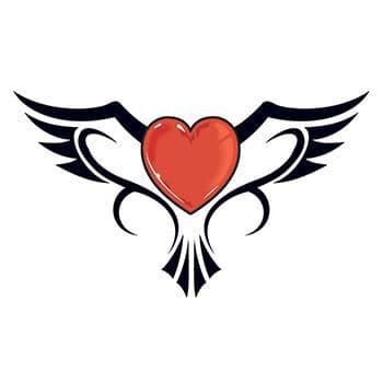 Heart Flying with Wings Temporary Tattoo