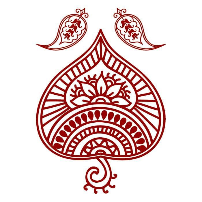 Henna: Red Traditional Design Temporary Tattoo