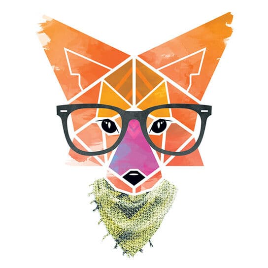 Hipster Geometric Fox Temporary Tattoo