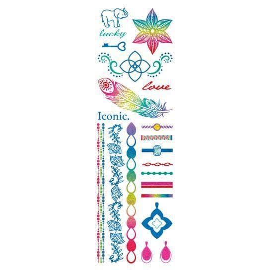 Iconic Colorful Metallic Jewelry Temporary Tattoo Set