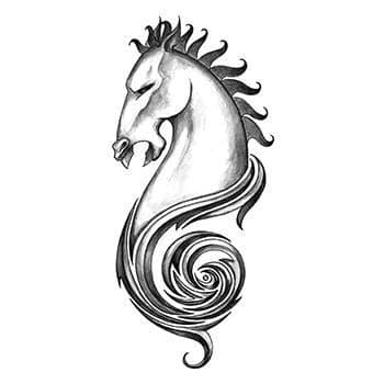 Iron Tribal Horse Temporary Tattoo