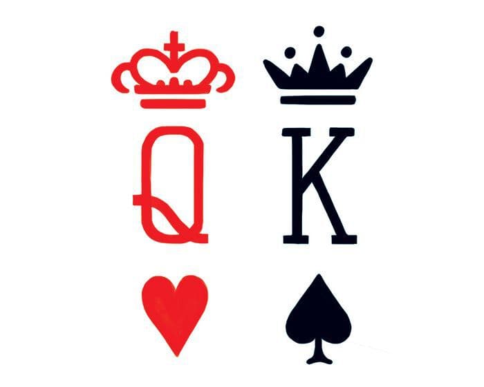 King & Queen Card Suit Temporary Tattoos