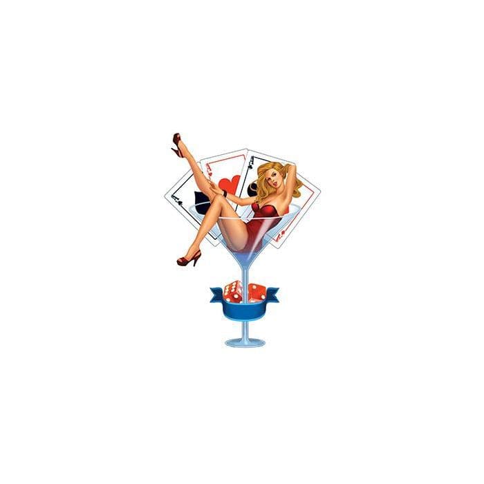 Martini Glass Pin-up Girl Temporary Tattoo