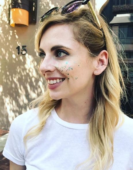 metallic blue flashy freckles temporary tattoo