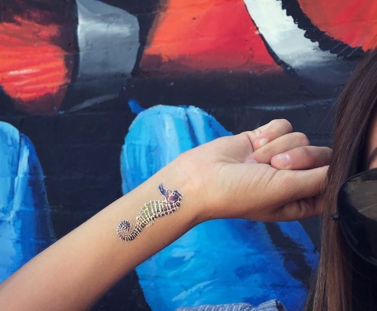 Multicolor Seahorse Temporary Tattoo