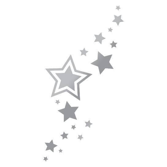 Metallic Silver Stars Temporary Tattoos