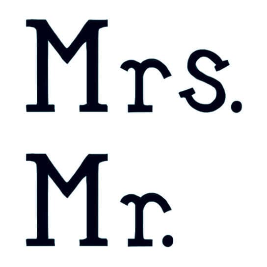 Mr. & Mrs. Temporary Tattoos