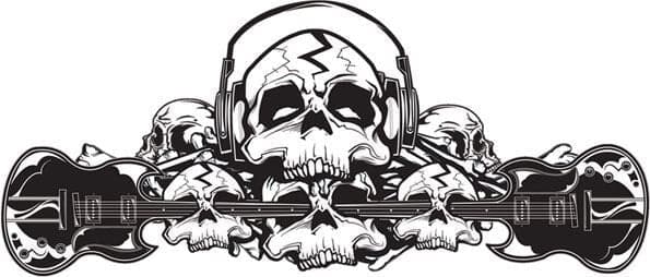 Music Skull Temporary Tattoo