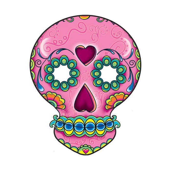 Pink Skull Day of the Dead Temporary Tattoo