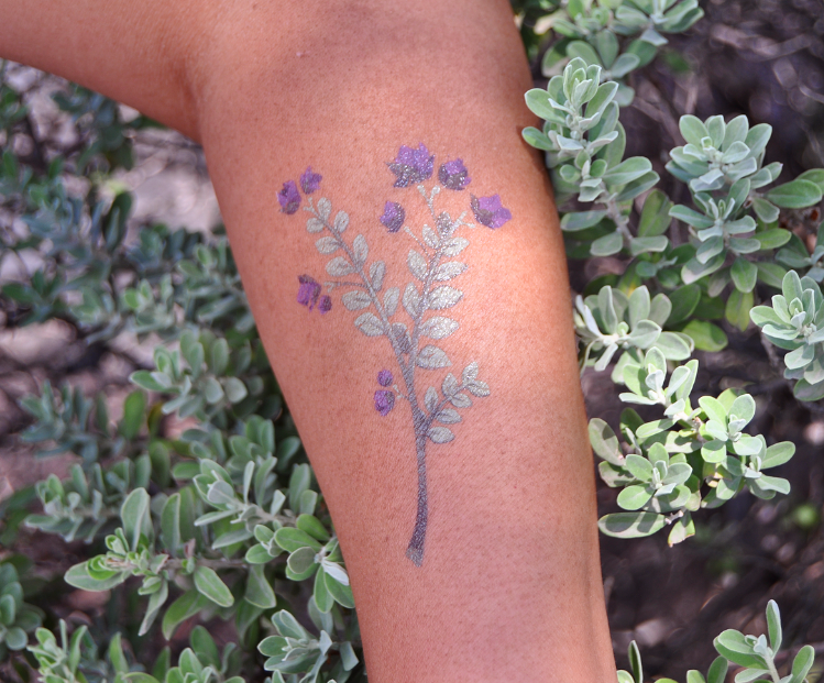purple flower temporary tattoo