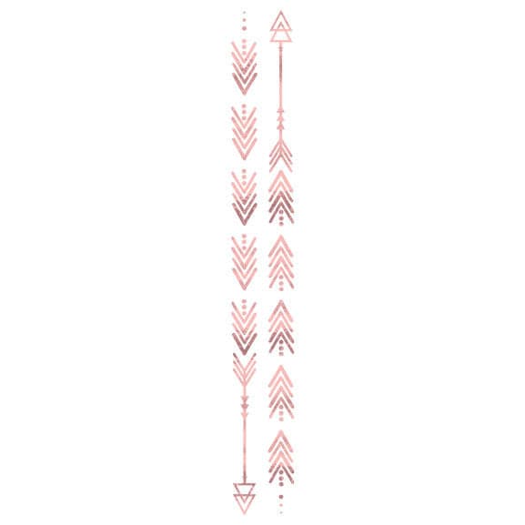 Metallic Rose Gold Arrow Spine Temporary Tattoo