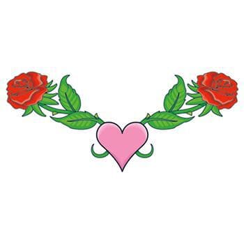 Roses and Heart Lower Back Temporary Tattoo