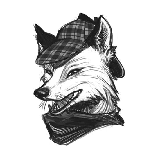 Sleuthing Fox Black Temporary Tattoo