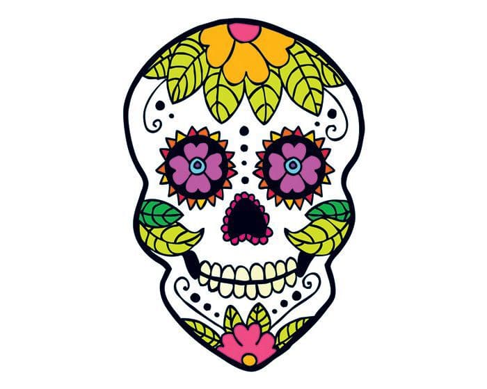 Sunflower Skull Day of the Dead Temporary Tattoo