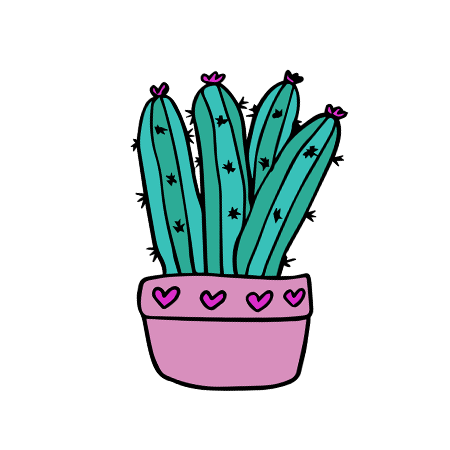Tall Cactus in Heart Pot Temporary Tattoo