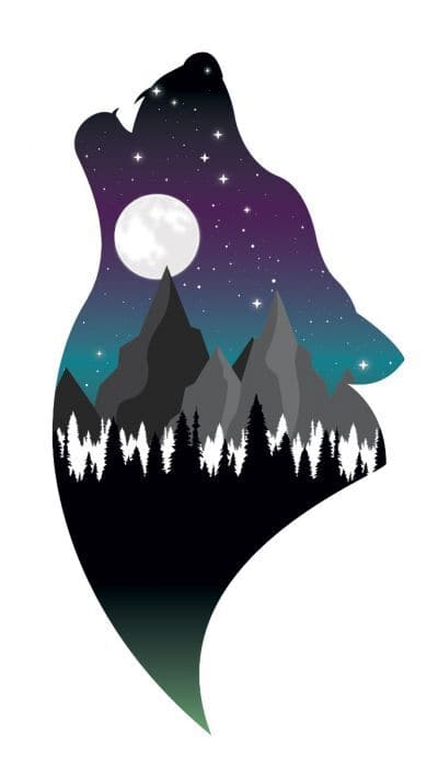 Wolf Landscape Temporary Tattoo