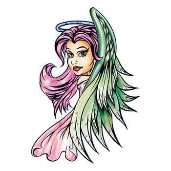 Traditional Purple Angel Temporary Tattoo