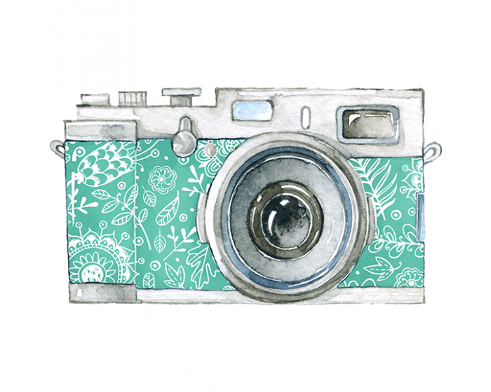 Retro Watercolor Camera Temporary Tattoo