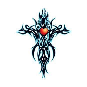 Tribal Blue Cross Temporary Tattoo