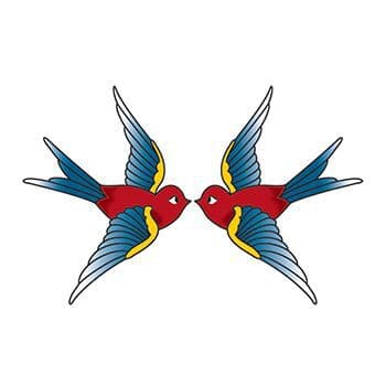Vintage Swallows Temporary Tattoo