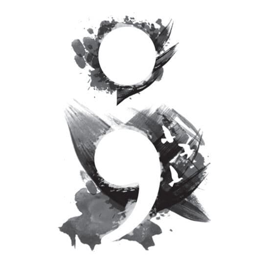 Watercolor Semi Colon Temporary Tattoo