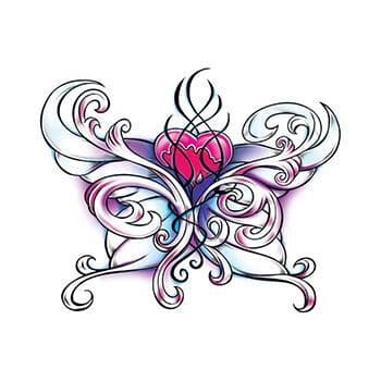 Wicked Midnight Heart Butterfly Temporary Tattoo