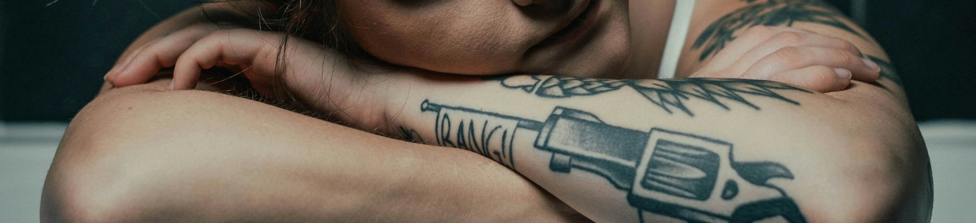 Temporary tattoo on a woman sleeping