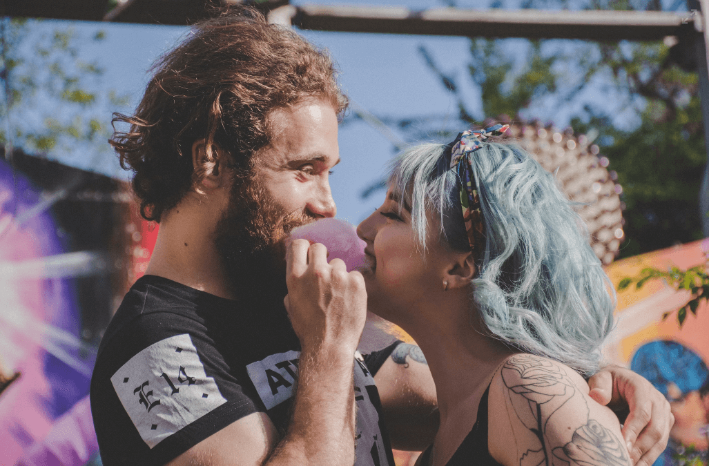 couple in love about to get matching tattoos